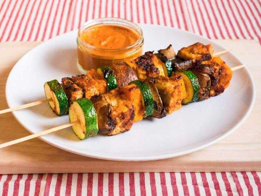 Tofu Kebabs With Zucchini And Eggplant